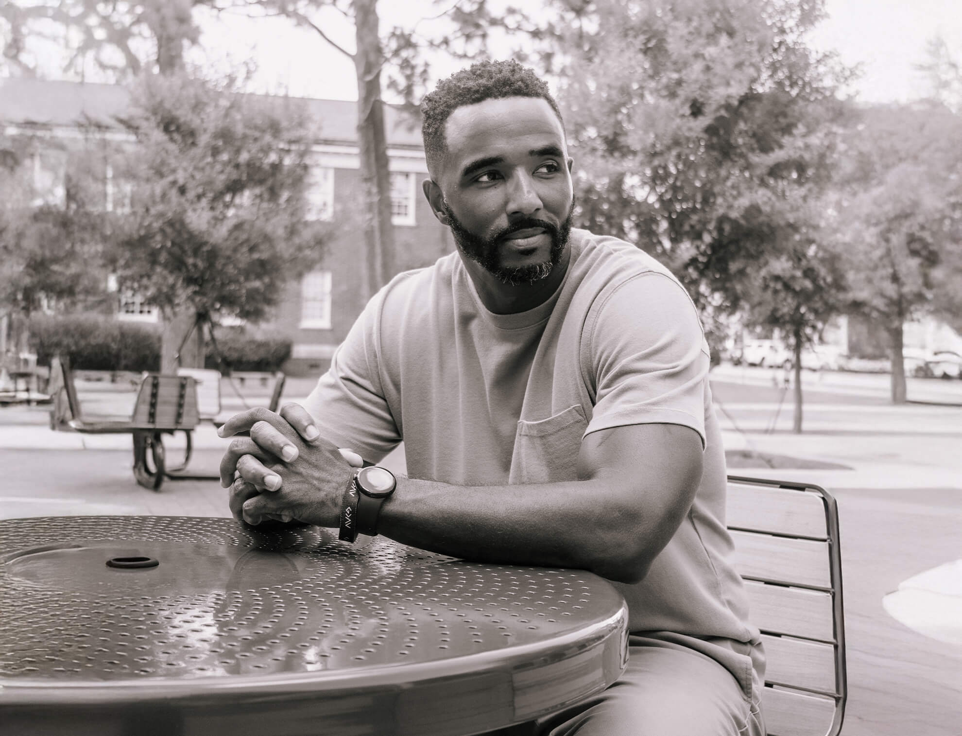 Anthony Gaines seated outdoors